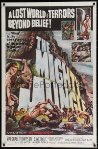 5r686 MIGHTY JUNGLE 1sh '64 Marshall Thompson, a lost world of terrors beyond belief!