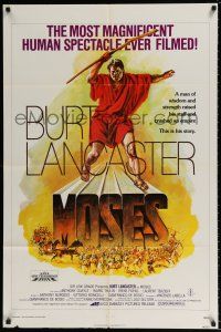 5r698 MOSES 1sh '76 religious Burt Lancaster, a man of wisdom & strength crushed an empire!