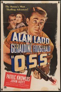 5r730 O.S.S. 1sh '46 c/u of Alan Ladd with machine gun, Geraldine Fitzgerald!