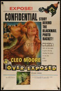 5r740 OVER-EXPOSED 1sh '56 super sexy Cleo Moore has curves, camera, and no conscience!