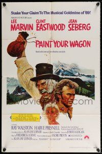 5r741 PAINT YOUR WAGON 1sh '69 art of Clint Eastwood, Lee Marvin & pretty Jean Seberg!
