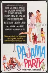 5r744 PAJAMA PARTY 1sh '64 Annette Funicello in sexy lingerie, Tommy Kirk, Buster Keaton!