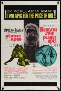 5r772 PLANET OF THE APES/BENEATH THE PLANET OF THE APES 1sh '71 2 apes for the price of 1!