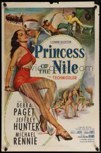 5r792 PRINCESS OF THE NILE 1sh '54 sexy full-length art of barely-dressed young Debra Paget!