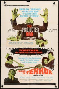5r796 PROJECTED MAN/ISLAND OF TERROR 1sh '67 English sci-fi horror double-feature!