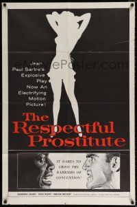 5r816 RESPECTFUL PROSTITUTE 1sh '57 from Jean Paul Sartre's play, cool sexy art!
