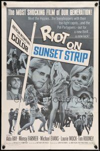 5r823 RIOT ON SUNSET STRIP 1sh '67 hippies with too-tight capris, crazy pot-partygoers!