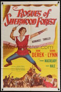 5r828 ROGUES OF SHERWOOD FOREST 1sh R56 John Derek as the son of Robin Hood, romance, thrills!