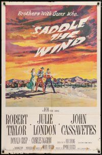5r838 SADDLE THE WIND 1sh '57 artwork of John Cassavetes, Robert Taylor & Julie London!