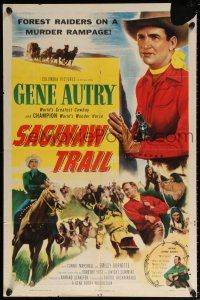 5r840 SAGINAW TRAIL 1sh '53 World's Greatest Cowboy Gene Autry & his Wonder Horse Champion!