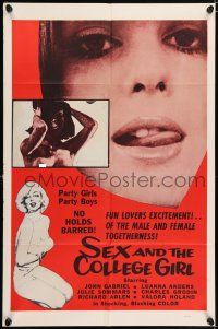 5r851 SEX & THE COLLEGE GIRL 1sh '64 John Gabriel, Luanna Anders, Julie Sommers, no holds barred!