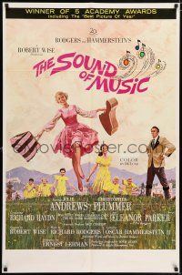 5r878 SOUND OF MUSIC awards 1sh '65 classic artwork of Julie Andrews by Howard Terpning!