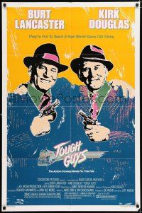 5r937 TOUGH GUYS 1sh '86 great artwork of partners in crime Burt Lancaster & Kirk Douglas!