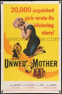 5r951 UNWED MOTHER 1sh '58 Norma Moore & Robert Vaughn, 20,000 anguished girls wrote this story!