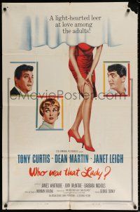 5r973 WHO WAS THAT LADY 1sh '60 Tony Curtis, sexy Janet Leigh & Dean Martin, sexy leg!