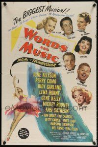 5r982 WORDS & MUSIC 1sh '49 Judy Garland, Lena Horne & musical all-stars, bio of Rodgers & Hart!