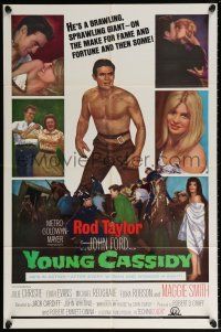 5r991 YOUNG CASSIDY 1sh '65 John Ford, bellowing, brawling, womanizing Rod Taylor!