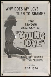 5r993 YOUNG LOVE 1sh '59 Roland af Hallstrom Finnish melodrama, sexy image of naked woman!