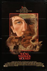 5r995 YOUNG SHERLOCK HOLMES 1sh '85 Steven Spielberg, Nicholas Rowe, really cool detective art!