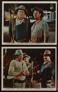 5s066 EL DORADO 8 color English FOH LCs '66 John Wayne, Robert Mitchum, Howard Hawks!
