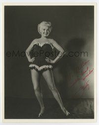 5t365 BETTY GRABLE signed deluxe 8x10 still '54 sexy full-length portrait from Three For the Show!