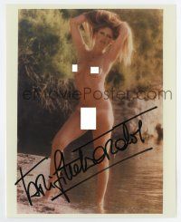 5t520 BRIGITTE BARDOT signed color 8x10 REPRO still '80s full-length completely nude portrait!