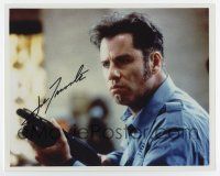 5t623 JOHN TRAVOLTA signed color 8x10 REPRO still '00s great close up holding shotgun in Mad City!