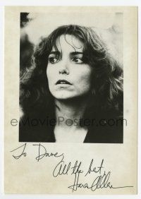 5t482 KAREN ALLEN signed 4.5x6.25 REPRO still '90s close up and looking scared!