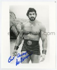 5t654 LOU FERRIGNO signed 8x10 REPRO still '90s great barechested close up as Hercules!