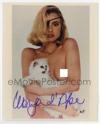 5t668 MARYAM D'ABO signed color 8x10 REPRO still '90s sexy topless portrait with eyepatch & cat!