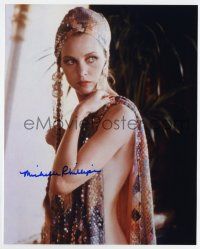 5t673 MICHELLE PHILLIPS signed color 8x10 REPRO still '90s sexy near-naked c/u from Valentino!