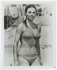 5t702 RAQUEL WELCH signed 8x10 REPRO still '80s best sexy soaking wet portrait in skimpy bikini!