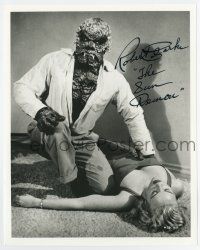 5t711 ROBERT CLARKE signed 8x10 REPRO still '90s in Sun Demon monster makeup kneeling over girl!