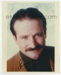 5t717 ROBIN WILLIAMS signed color 8x10 REPRO still '90s great portrait w/mustache from Cadillac Man!