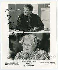 5t455 ROBIN WILLIAMS signed 8x10 still '93 great split image in & out of drag from Mrs. Doubtfire!