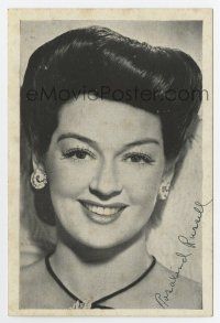 5t487 ROSALIND RUSSELL signed 4x6 REPRO still '70s great head & shoulders smiling portrait!