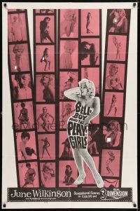 5t023 BELLBOY & THE PLAYGIRLS signed 1sh '62 by June Wilkinson, cool 3D film strip design, Coppola!