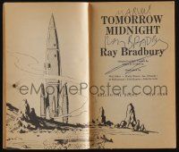 5t234 RAY BRADBURY signed paperback book '66 his science fiction novel Tomorrow Midnight!