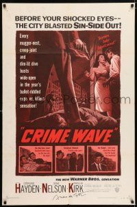 5t028 CRIME WAVE signed 1sh '53 by director Andre De Toth, the city blasted sin-side out!