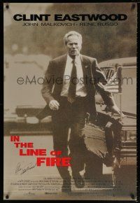 5t144 IN THE LINE OF FIRE signed int'l DS 1sh '93 by Clint Eastwood, as a Secret Service bodyguard!