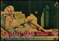 5t184 UNTAMED YOUTH signed Italian photobusta '57 by Mamie Van Doren, with great inscription & kiss!