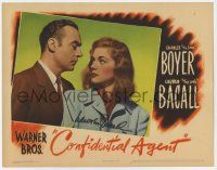 5t052 CONFIDENTIAL AGENT signed LC '45 by Lauren Bacall, who's close up with Charles Boyer!