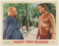 5t081 TARZAN'S THREE CHALLENGES signed LC #2 '63 by Jock Mahoney, who's close up with a monk!