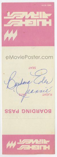 5t290 BARBARA EDEN signed 3x10 boarding pass '70s can be framed & displayed with a repro still!