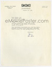5t008 JERRY ADLER signed 9x11 letter January 30, 1964 paying John Gavin for his employment!