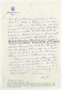 5t010 JOHN GAVIN signed 7x10 letter March 7, 1963 long personal letter to agent Paul Kohner!