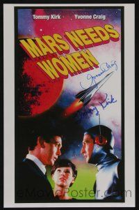 5t205 MARS NEEDS WOMEN signed 11x17 REPRO '00 by BOTH Tommy Kirk AND Yvonne Craig!