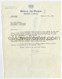5t015 OLIVIA DE HAVILLAND signed 9x11 letter February 7, 1956 disappointed by Robert Aldrich script