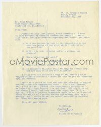 5t013 OLIVIA DE HAVILLAND signed 8x11 letter December 26, 1955 questions about Summer & Smoke!