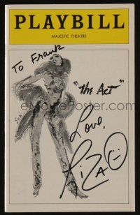 5t265 LIZA MINNELLI signed playbill '78 when she starred in The Act at the Majestic Theatre!